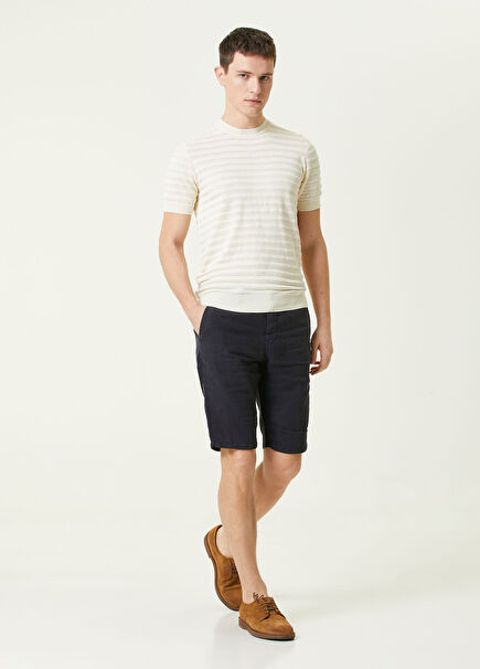 Navy Blue Linen Shorts