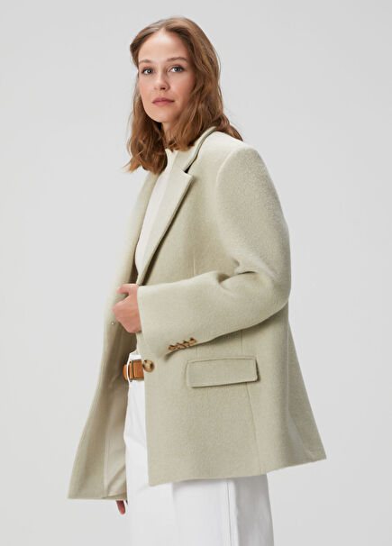 Yeşil Yün Karışımlı Kaban