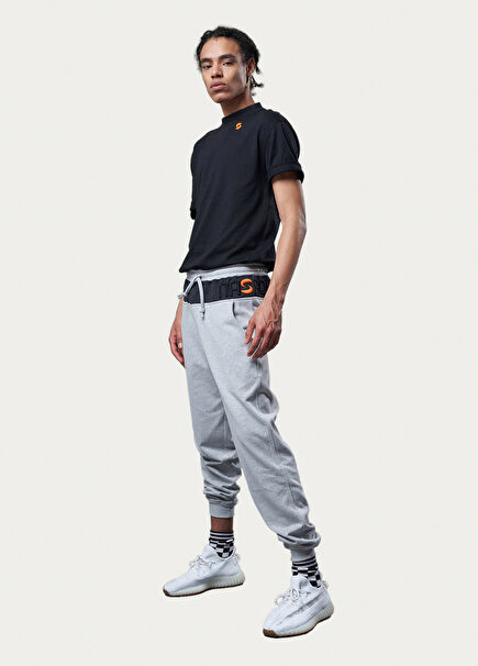 Rebu Gri Krom Beli Lastikli Jogger Eşofman Altı