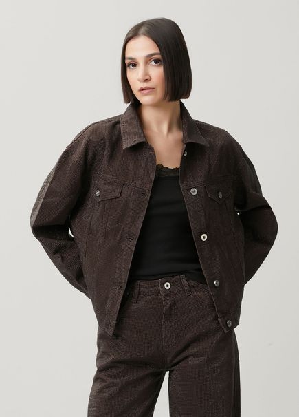 Kahverengi Taşlı Denim Ceket