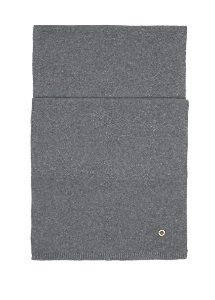 Gri Simli Kadın Kaşmir Karışımlı Yün Atkı