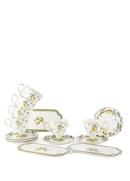 Sunleaf Porcelain 15 Piece 6-Piece Coffee Cup Set