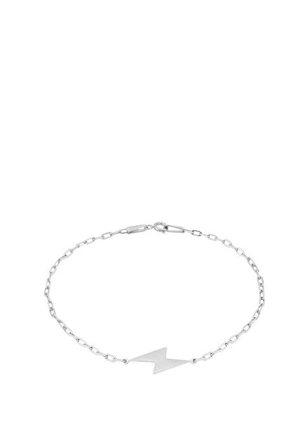 Şimşek Gümüş Kaplama Çelik Erkek Bileklik