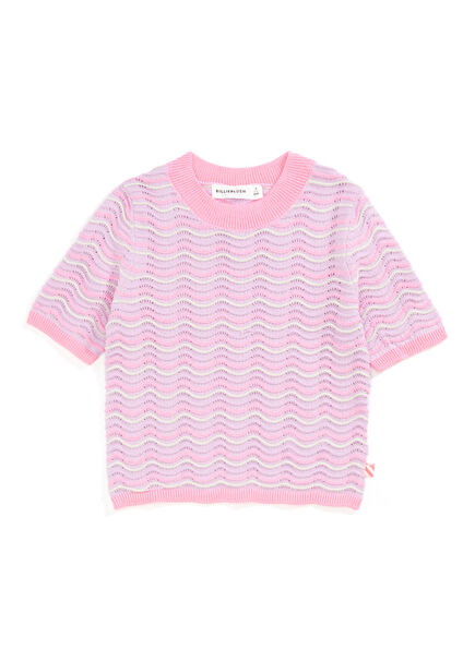 Lilac Wavy Patterned Girls' Knitted Sweater