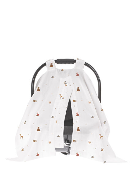 Forest Organic Cotton UPF 30+ UV Protection Muslin Stroller Cover with Snap Fasteners