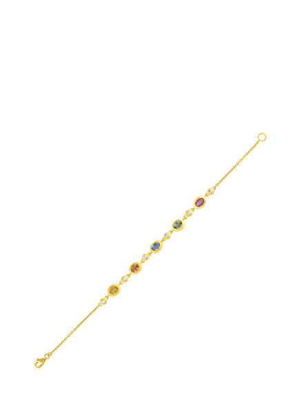 24K Gold Rainbow Color Sapphire and Diamond Bracelet