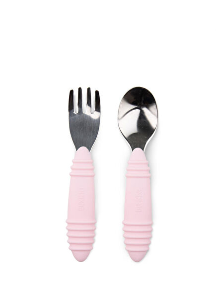 Pembe Paslanmaz Çelik Çocuk Çatal Kaşık Seti