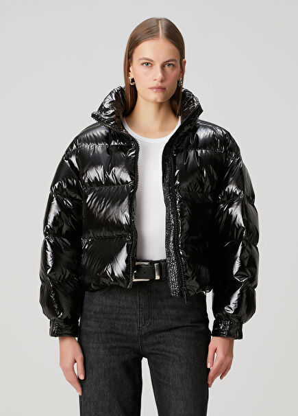 Cire Siyah Puffer Mont