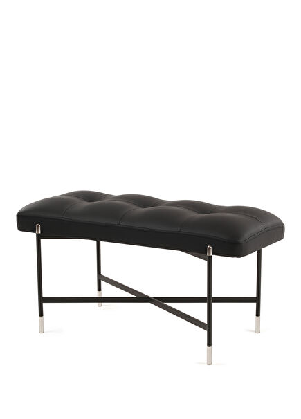 Kirit Mini Chrome Detailed Black Metal Pedestal Bench