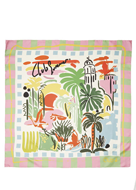 Multicolor Mixed Pattern Silk Scarf