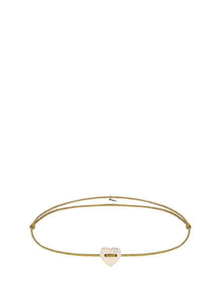 Heart Gold 14 Ayar Altın Unisex İp Bileklik