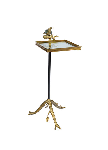 Maitland Smith Mother-of-Pearl Bird and Brass Branch Detailed Side Table
