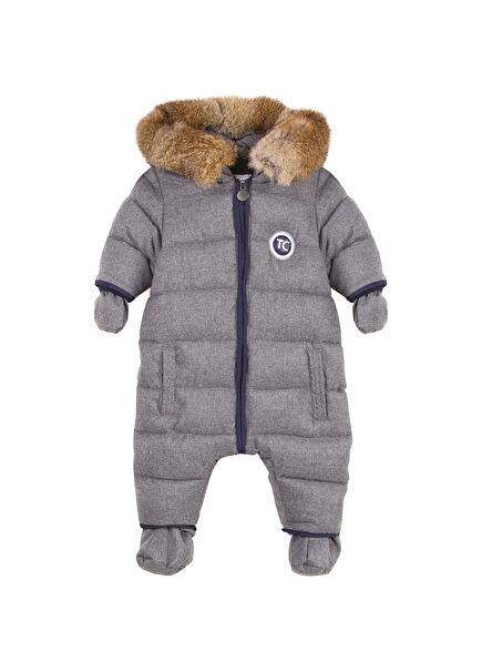 Gri Kapüşonlu Erkek Bebek Astronot Mont