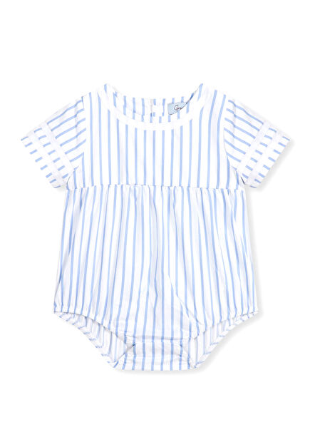 Sinaminu White Blue Baby Girl Jumpsuit