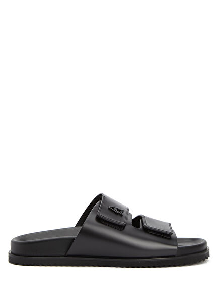Black Men's Leather Slippers