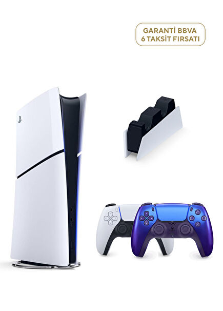 PlayStation 5 Slim Digital Edition 825 GB SSD Oyun Konsolu + 2. PS5 Chroma İndigo + PS5 Şarj İstasyonu (Yeni Sürüm)