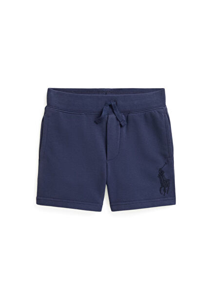 Navy Blue Logo Embroidered Boys' Shorts