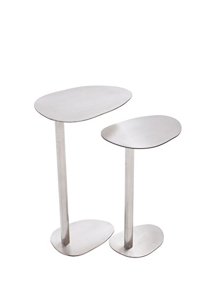 Drink Satine Silver Metal Side Table Set