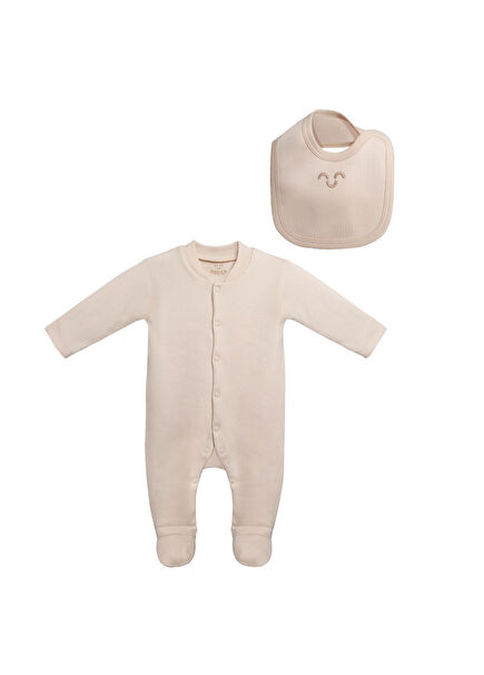 Koyu Bej Pamuklu 2'li Yenidoğan Hastane Çıkışı Seti