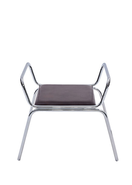 Rest Stool Metal Brown Leather Single Bench