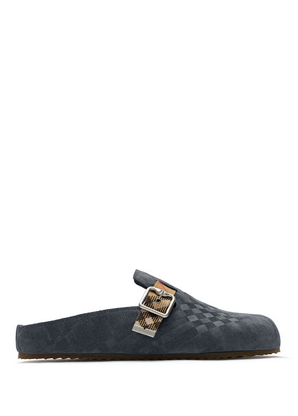 Check Urchin Blue Suede Men's Slippers