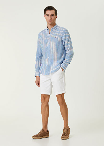 White Waist Corded Shorts