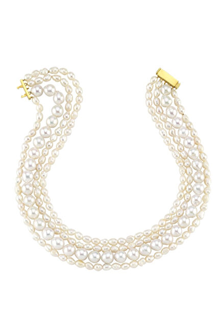 Amour Multi Pearl Women's Silver Choker Necklace