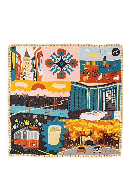 İstanbul Desenli Modal Kadın Şal