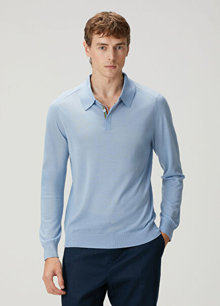 Light Blue Wool Knitwear