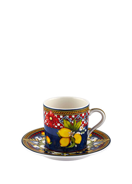 Capri Mavi Porselen Kahve Fincan Seti