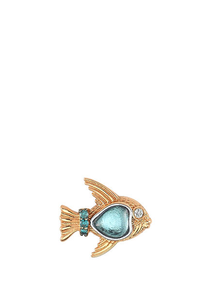 Fish Kadın Small Tekli Mavi Topaz Altın Küpe
