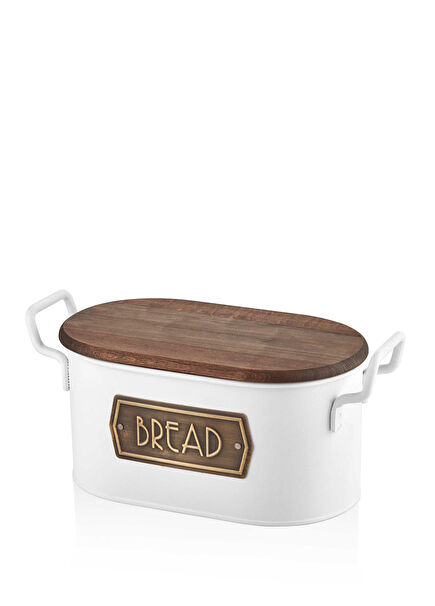 White Wooden Lidded Bread Box