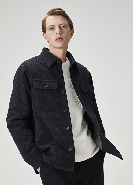 Smoked Line Patterned Outer Shirt