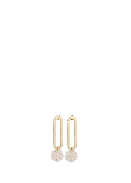 Liva No 3 Gold Plated Women's Pearl Earrings