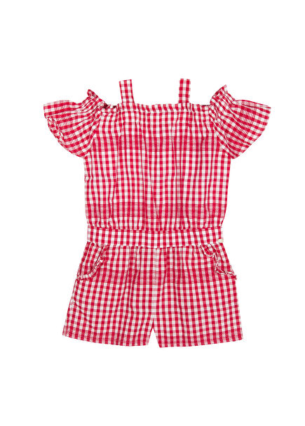 Red Gingham Shorts Girls' Shorts Jumpsuit