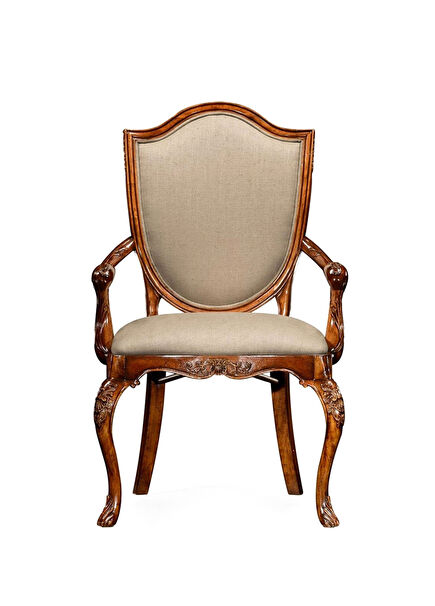 Buckingham Shield Back Kahverengi Maun Ağacı Yemek Odası Sandalyesi