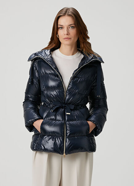 Lacivert Kapüşonlu Mont