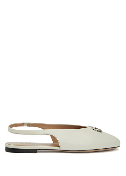 Ecru Goose Logo Leather Ballet Flats