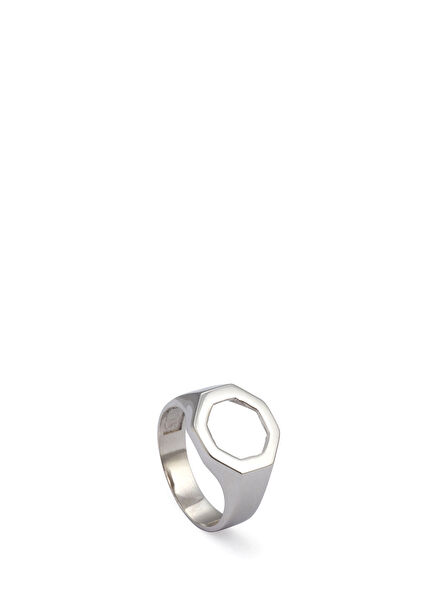Empty Octagonal Ring in Silver