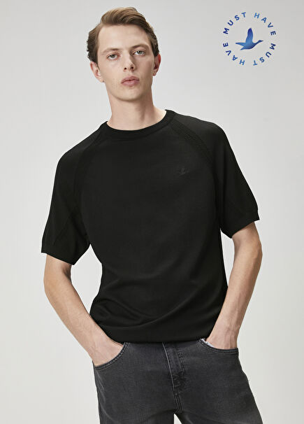 Black Short Sleeve Sweater
