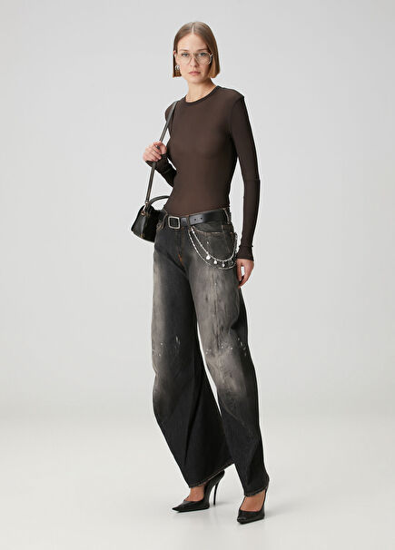 Loose Fit Siyah Jean Pantolon