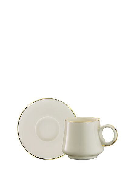 1453 Line Gold Double Yüzük Porselen 12 Parça 6 Kişilik Kahve Fincan Takımı 120 ml