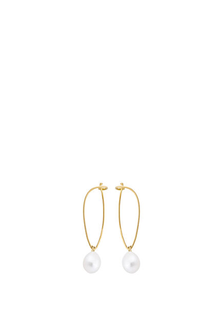Leaf Scroll Pearl 18K Yellow Gold Women's Earrings