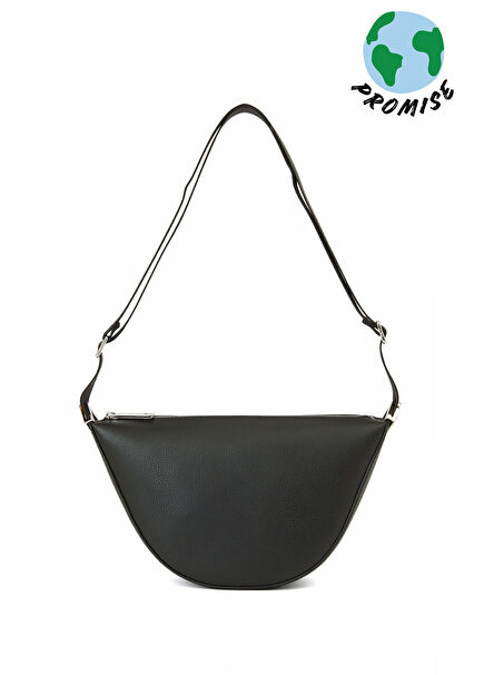 Black Logo Detail Men's Leather Crossbody Bag