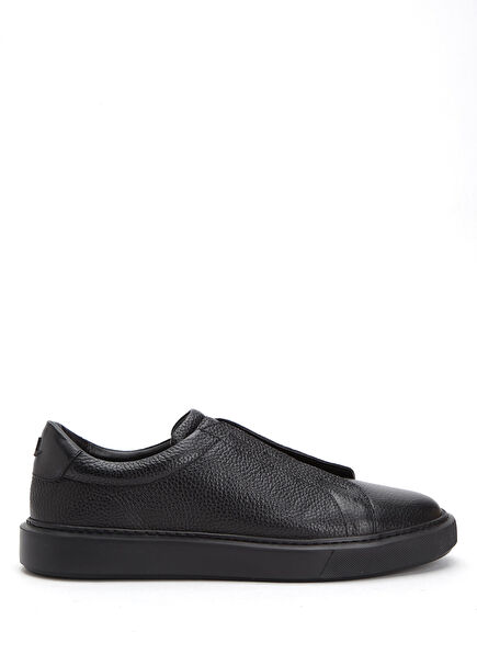 Black Elastic Men's Leather Flotter Sneakers