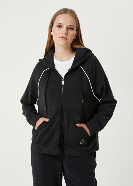 Black Piping Detailed Sweatshirt