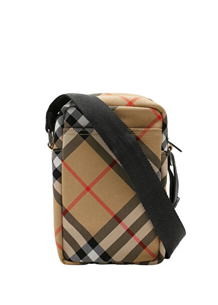 Check Beige Men's Phone Bag