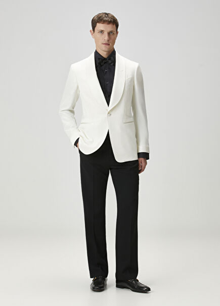 Off-White Wool Tuxedo Jacket