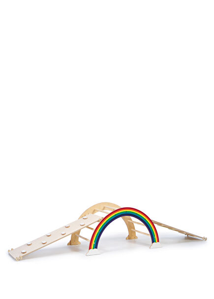 Montessori Pikler Rainbow Wooden Activity Climbing Set with Vivid Color Ladder and Cloud Ramp