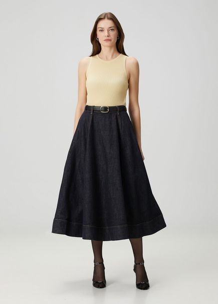 Indigo Midi Denim Skirt